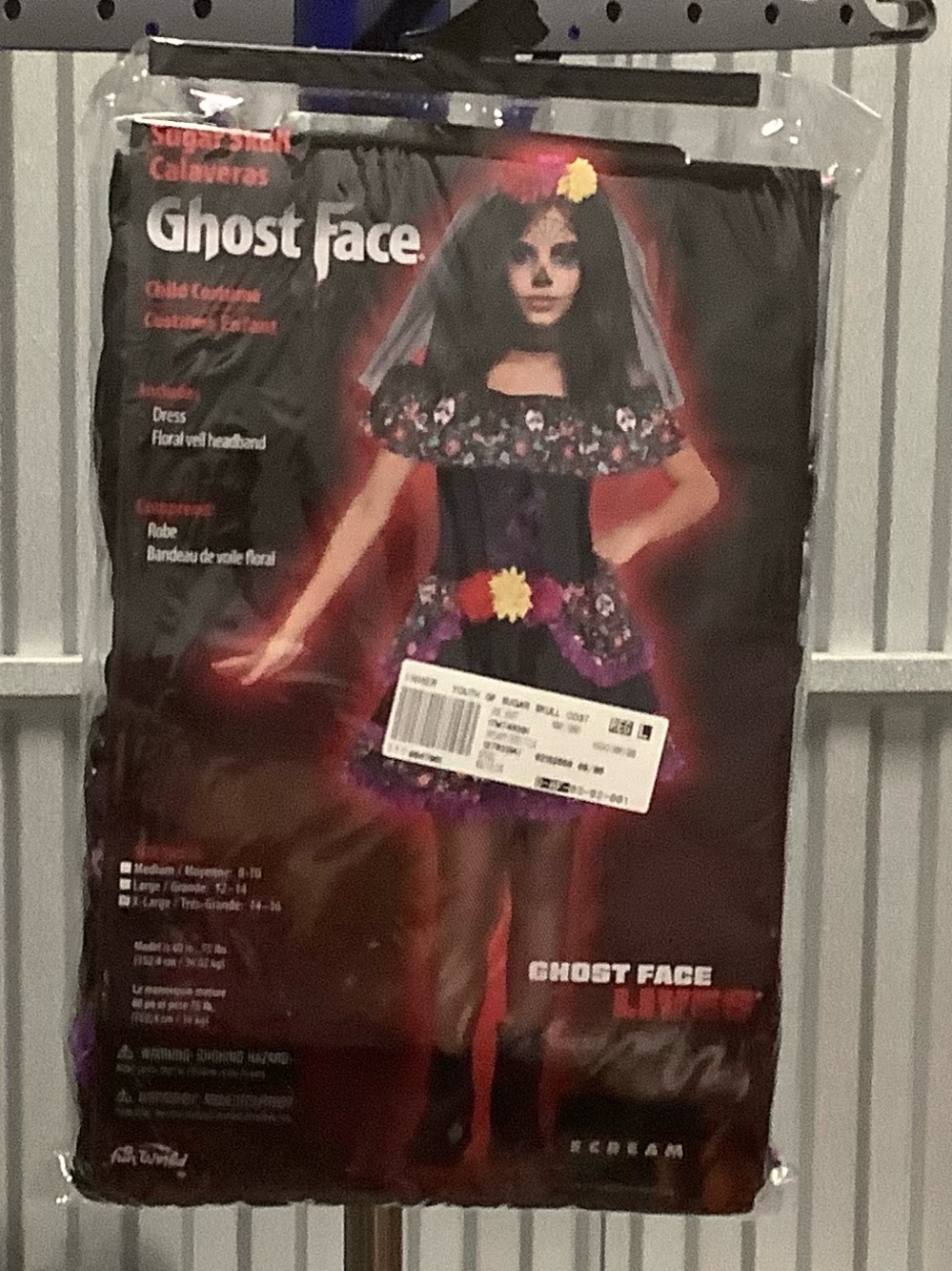 Ghost Face Kids Costume - Black with Floral Accents